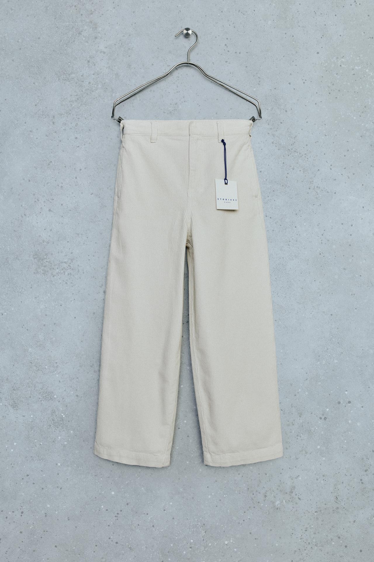 STORIESZ - RELAXED CORDUROY PANTS WITH CUFFED HEM — Ecru
