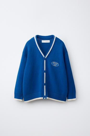 バーシティ ニットカーディガン濃青Zaraのバーシティ ニットカーディガン - 濃青 