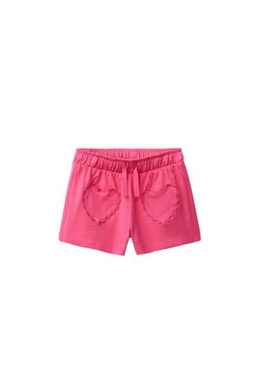 Zara WAVY HEART SHORTS - Coral