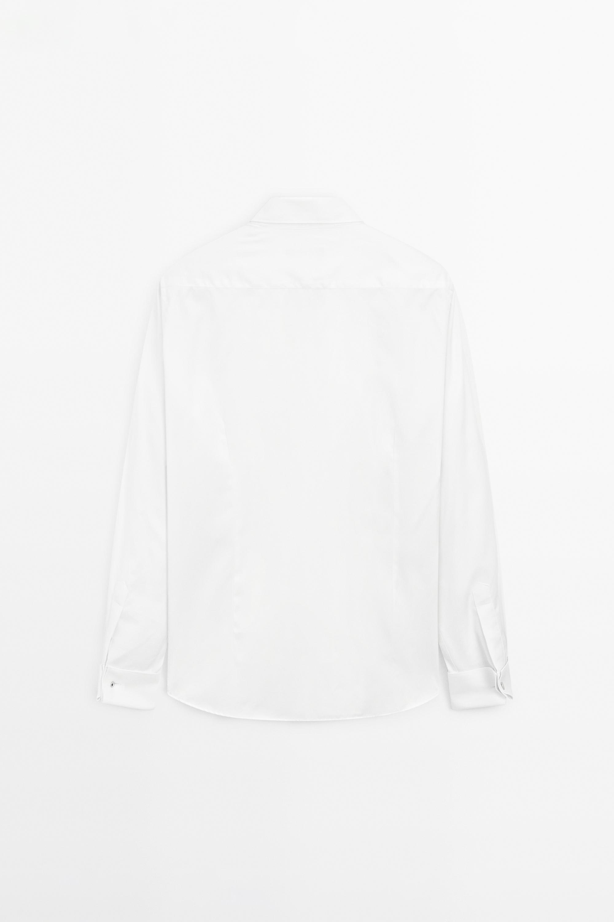 Slim fit cotton shirt with double cuffs
