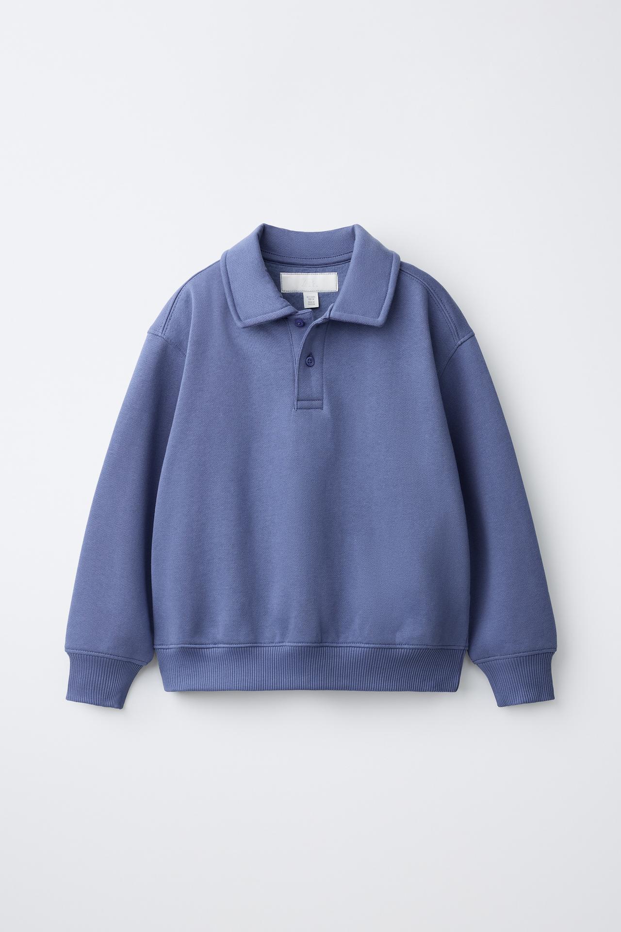 POLO COLLAR SWEATSHIRT — Blue