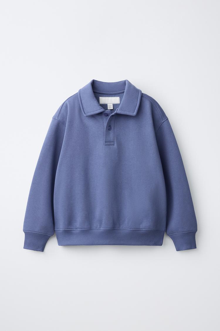 POLO COLLAR SWEATSHIRT — Blue