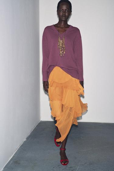OVERSIZED 100% WOOL KNIT SWEATER - Purple by Zara - Image 0