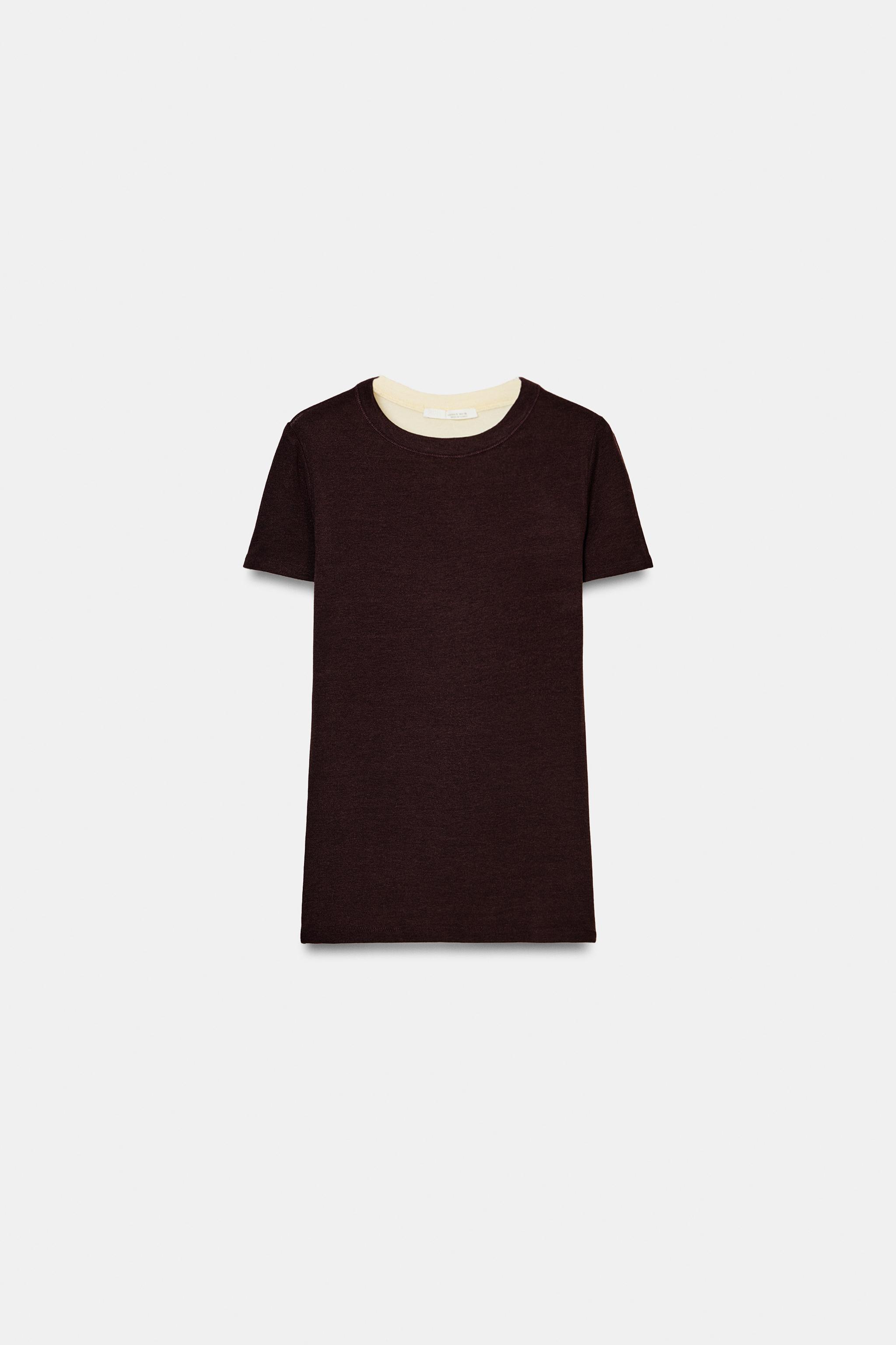 T-SHIRT EN MATIÈRES VARIÉES À MANCHES COURTES