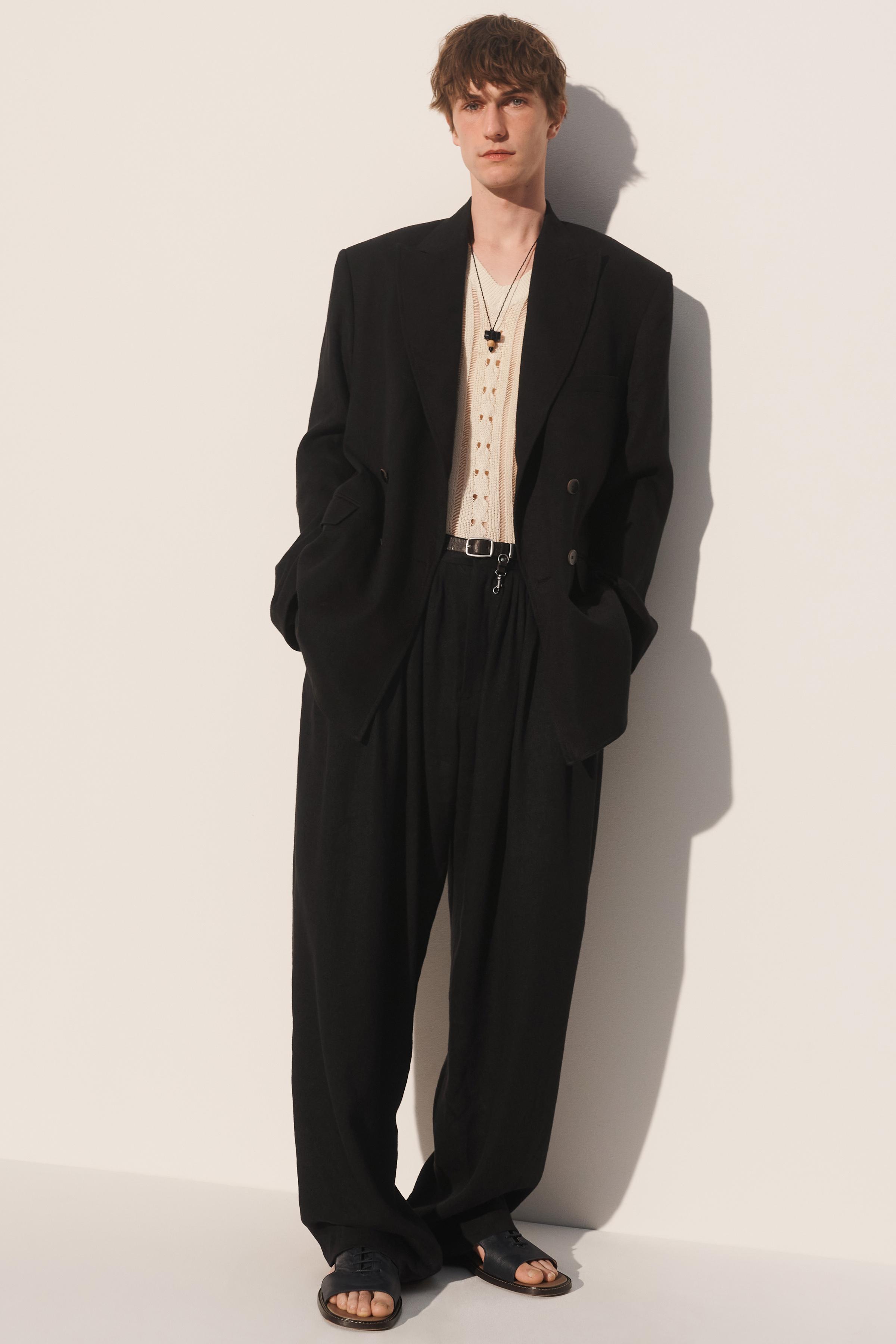 LINEN - LYOCELL PLEATED SUIT PANTS - Black | ZARA United States
