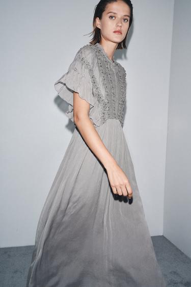 JEWEL KNOT TEXTURED DRESS - Grey by Zara - Image 0