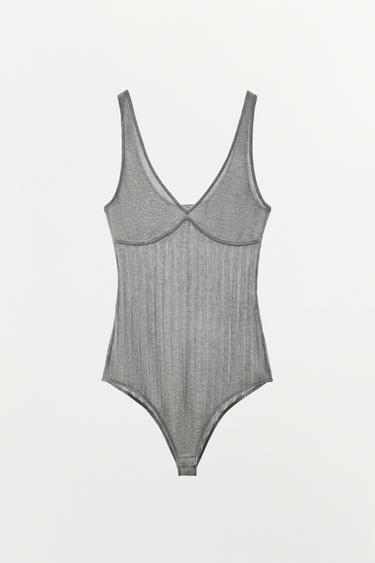 BODY EN MAILLE MÉLANGE VISCOSE - Gris chiné de Zara - Image 4