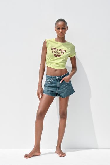 TRF MINI-DENIMSHORT MET HALFHOGE TAILLE - Blauw / Grijs van Zara - Afbeelding 0