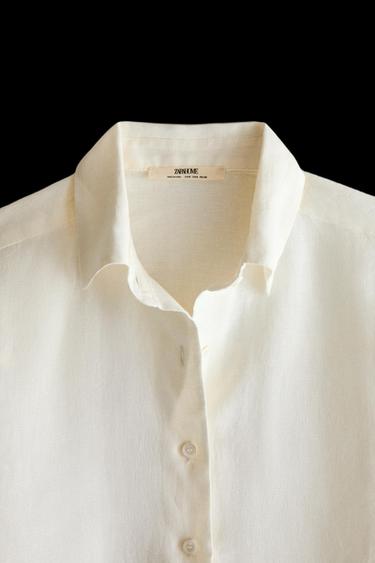 LONG SLEEVE LINEN SHIRT - Ecru by Zara