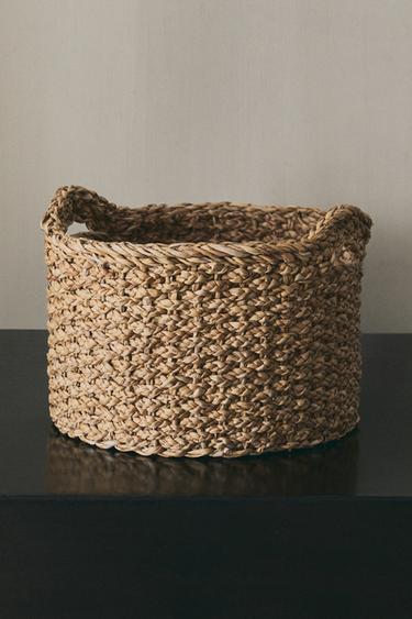 Zara 圓柱形海草籃子 - 淺米色