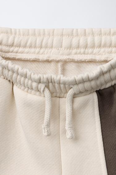 COLOUR BLOCK JOGGER TROUSERS WITH LABEL - Light beige by Zara - Image 2