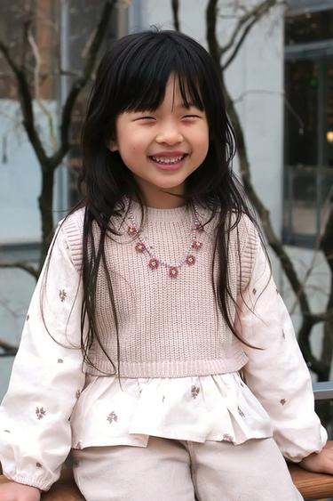 KNIT VEST WITH CONTRAST SHIRT - Pastel pink by Zara
