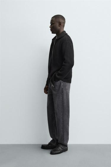 PURL KNIT CARDIGAN WITH ZIP - Black by Zara - Image 3