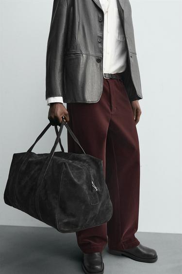 FLOCKED WIDE-LEG TROUSERS - Burgundy by Zara - Image 5