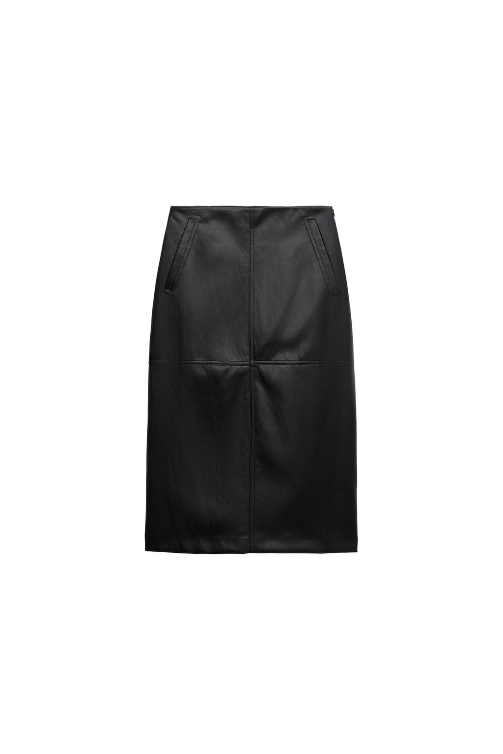 MIDI LEATHER EFFECT SKIRT