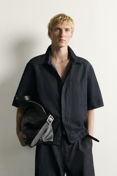 CAMISA DENIM BOXY FIT ALGODÓN - LINO - Índigo de Zara