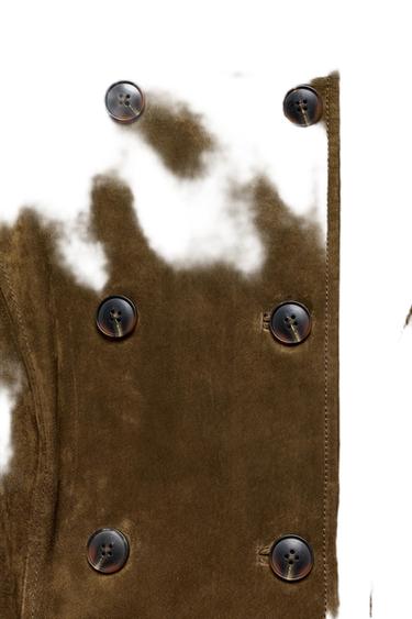 FITTED 100% LEATHER SUEDE JACKET - Light khaki by Zara