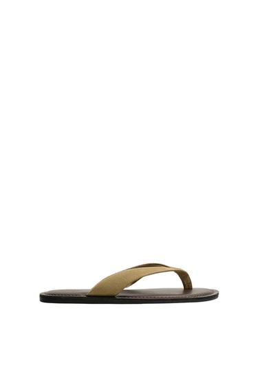 SANDALIA TIRAS PIEL - Beige de Zara