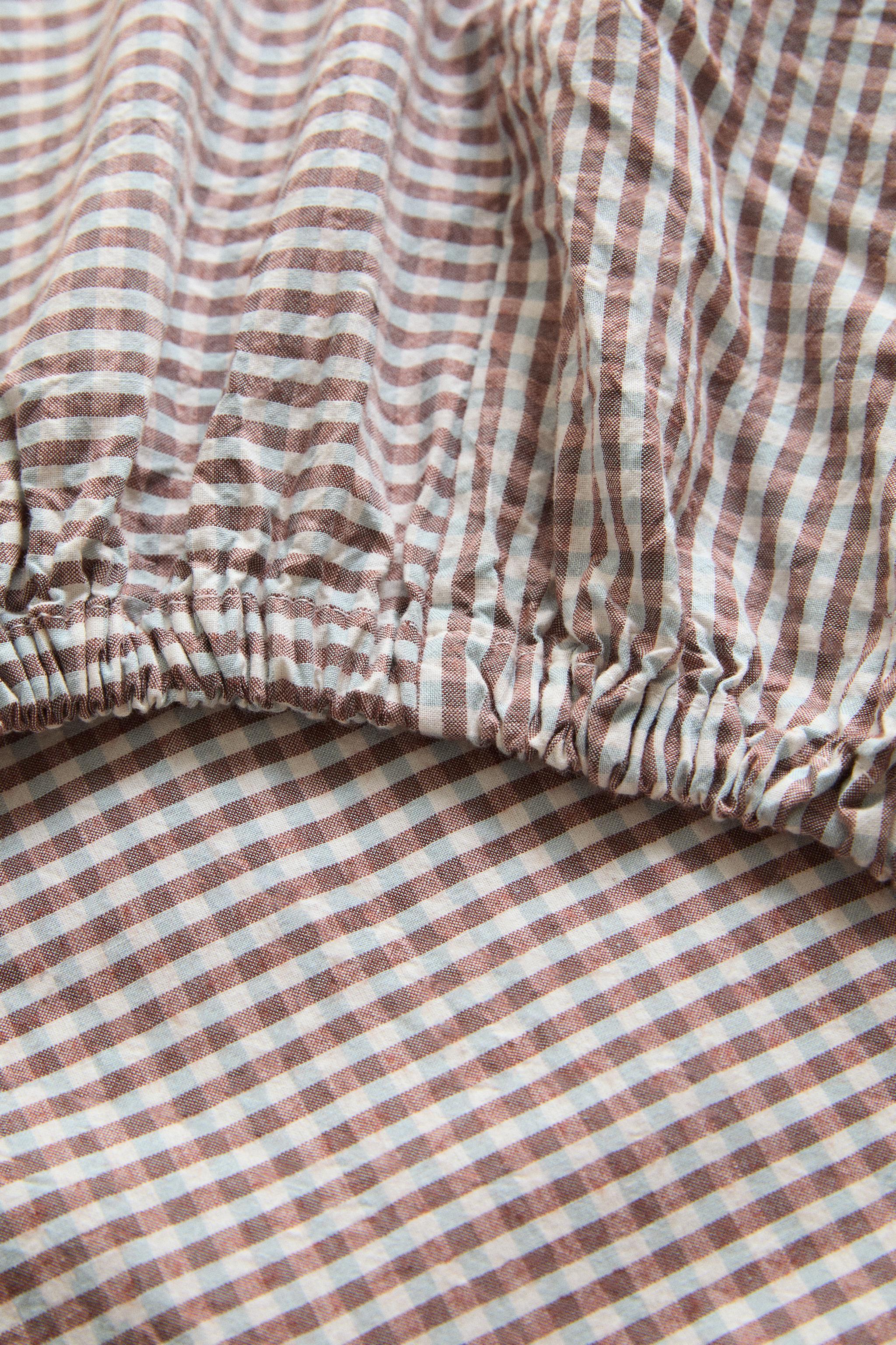 KIDS' DYED THREAD CHECK FITTED SHEET