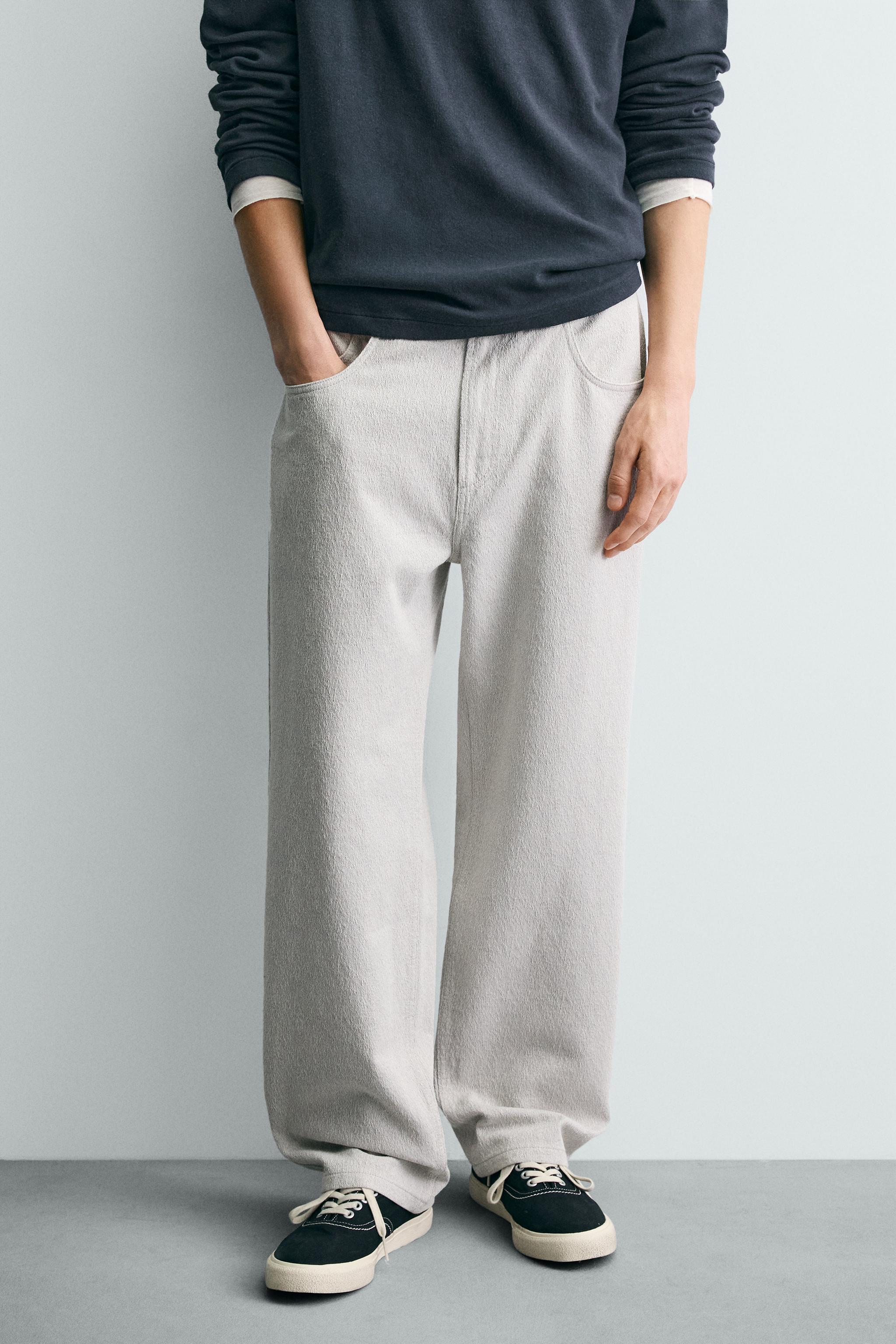 STRAIGHT FIT JACQUARD PANTS — Grey (alternate view)