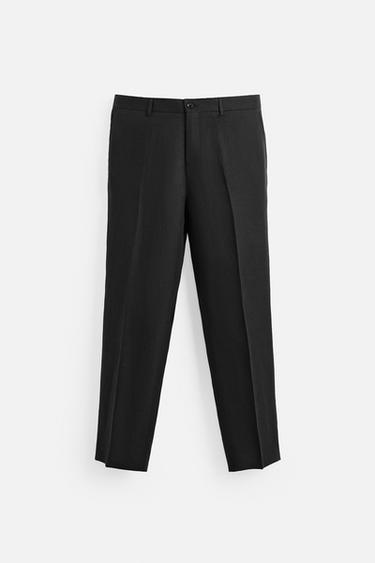 PANTALÓN TRAJE 100% LINO - Negro de Zara