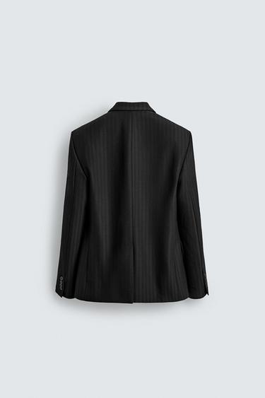 DOUBLE-BREASTED WOOL BLEND SUIT BLAZER - Black by Zara - Image 6