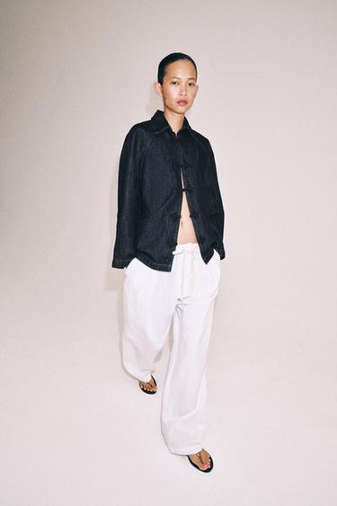 ZW COLLECTION DENIM JACKET WITH FIREMAN CLASPS - Blue by Zara