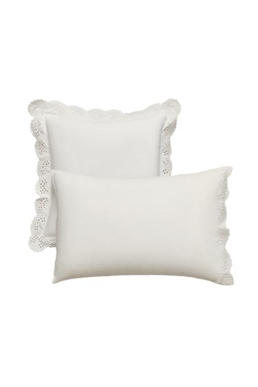 EMBROIDERED PILLOWCASE WITH TRIM - White by Zara