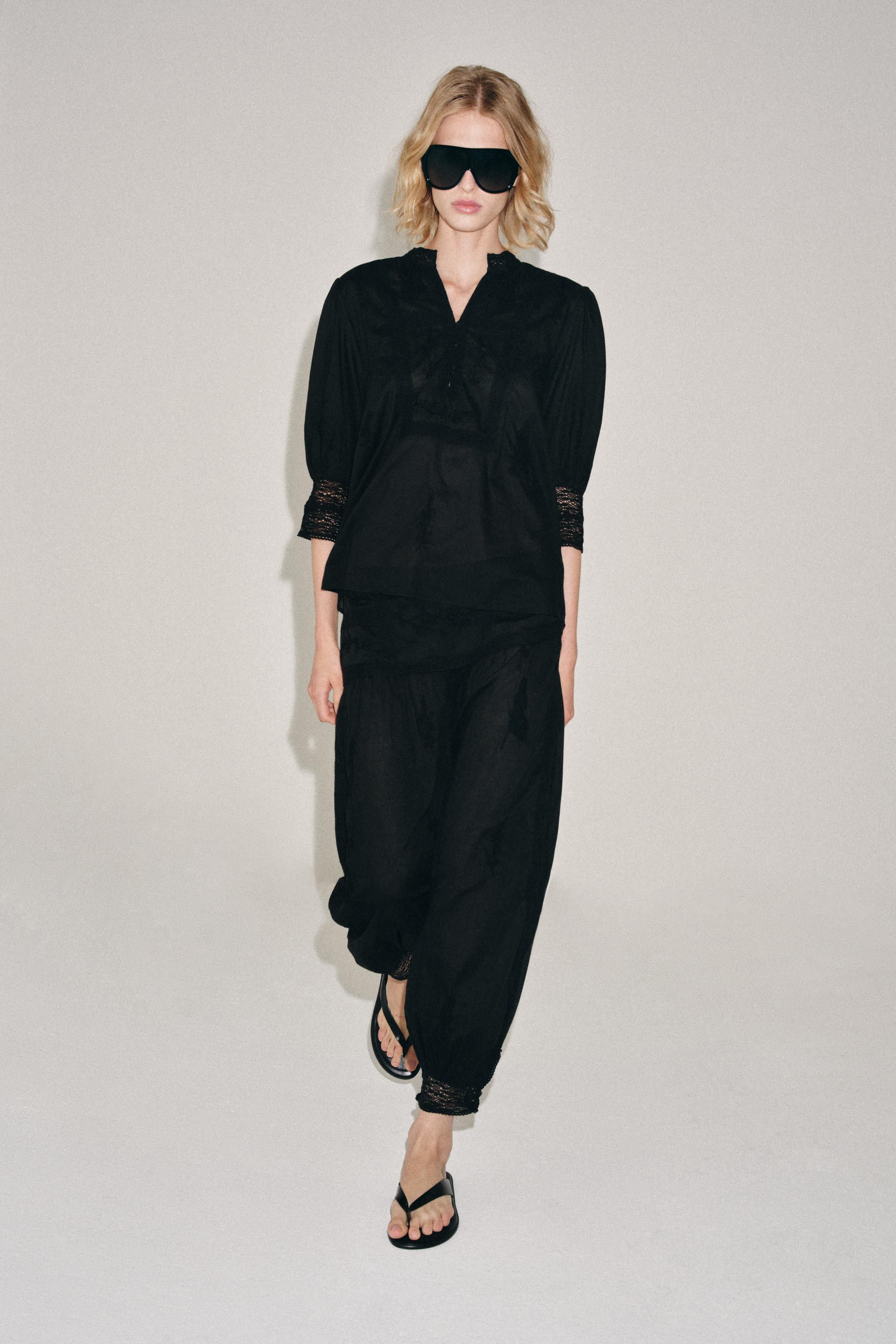 Женские брюки Zara ZW COLLECTION EMBROIDERED BALLOON PANTS