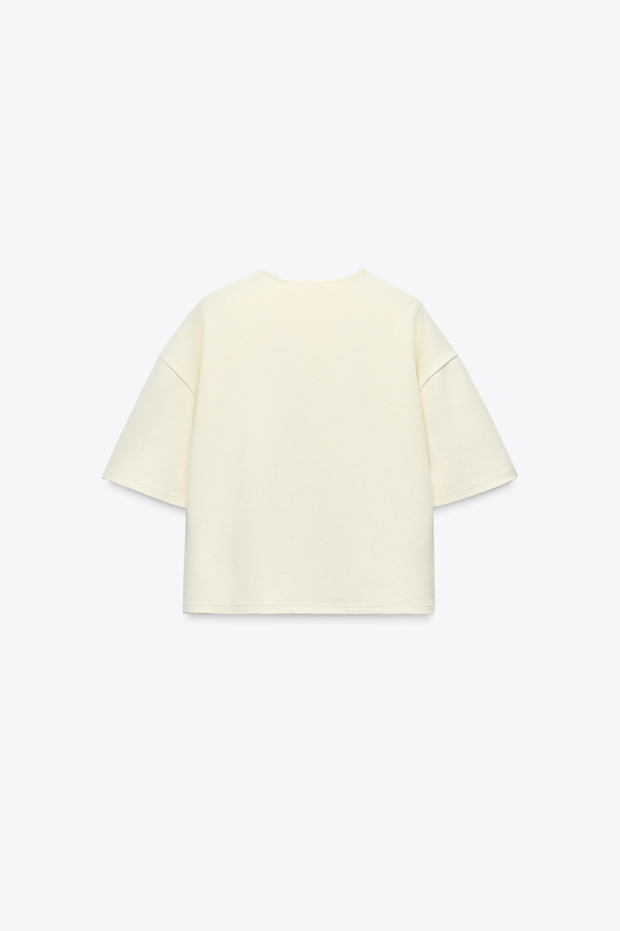 BUCKLE SHORT SLEEVE TOP - Ecru | ZARA United States BUCKLE SHORT SLEEVE TOP - Ecru | ZARA United States