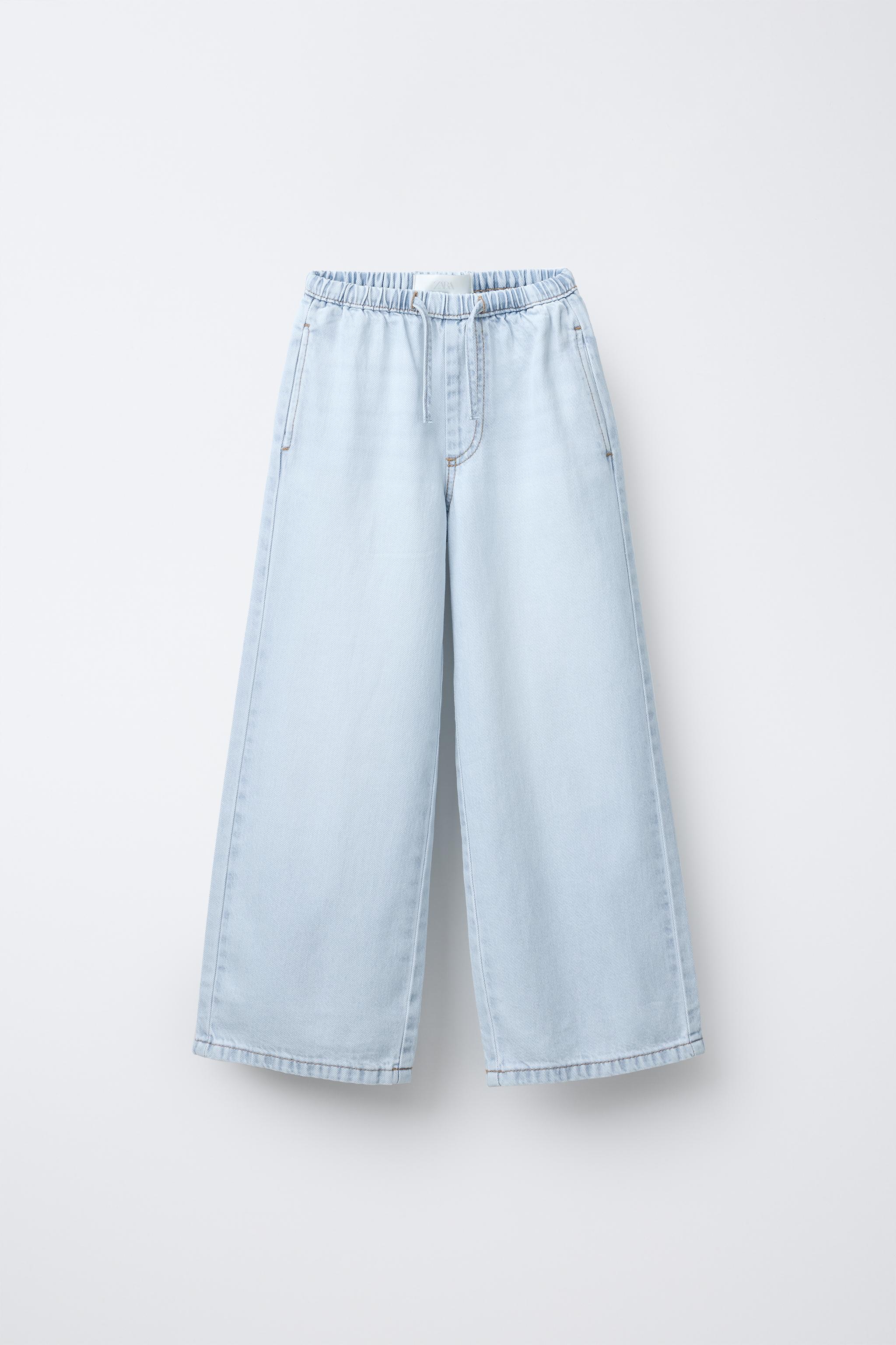 SLIM WAIST WIDE-LEG JEANS Light blue ZARA UAE Dubai/Sharjah