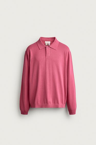 Zara FRUIT OF THE LOOM™ COTTON KNIT POLO - Light fuchsia