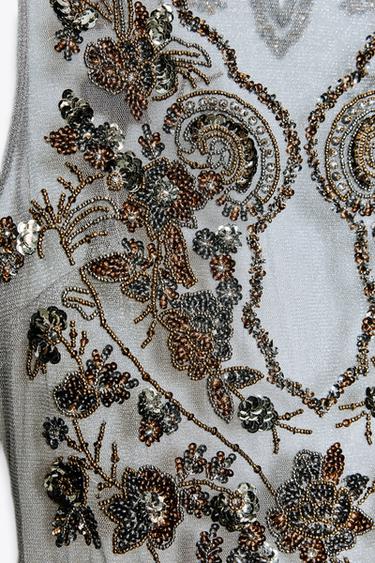 ZW COLLECTION EMBROIDERED BODYSUIT - Silver by Zara - Image 3