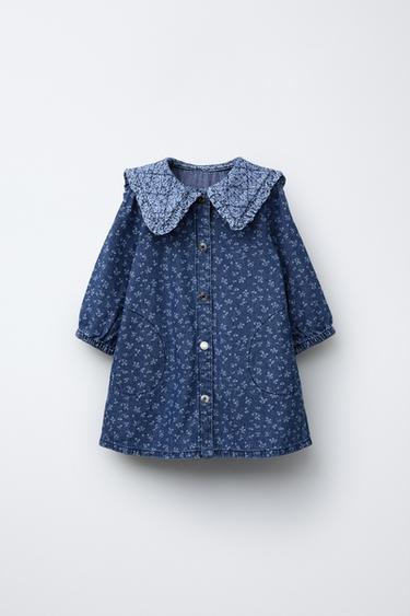 FLORAL DENIM DRESS - Mid-blue by Zara - Image 0