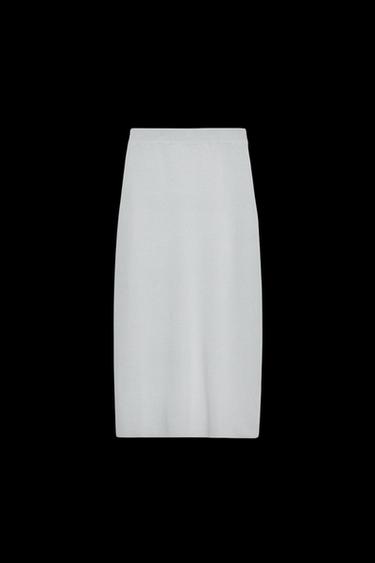 Zara PLAIN KNIT MIDI SKIRT - Pearl gray - Image 0