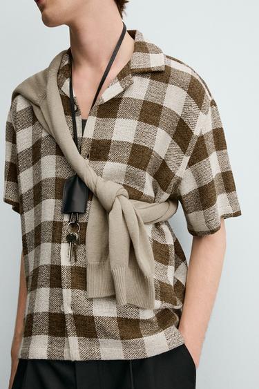 TEXTURED CHECK SHIRT - ECRU by Zara - Image 6