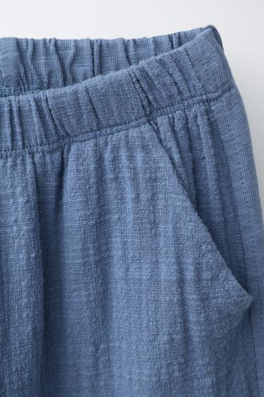 TROUSERS WITH TEXTURED DETAIL - Blue by Zara - Image 2