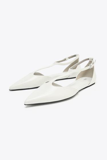 FLAT SHOES WITH ANKLE STRAP - Ecru White by Zara - Image 2