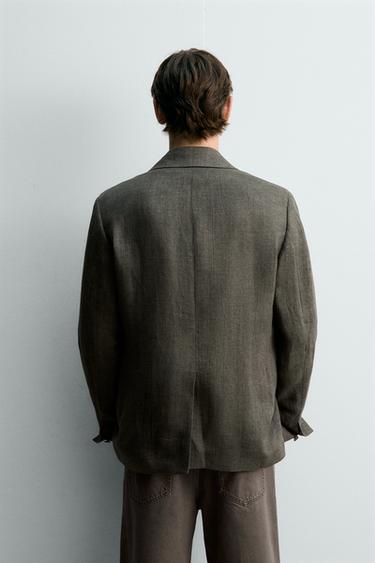 VESTE STRUCTURÉE 100% LIN - Vert olive de Zara - Image 2