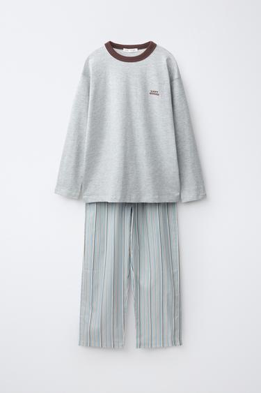 6-14 JAHRE / PYJAMA IN MATERIALKOMBINATION MIT STREIFEN - Blau von Zara