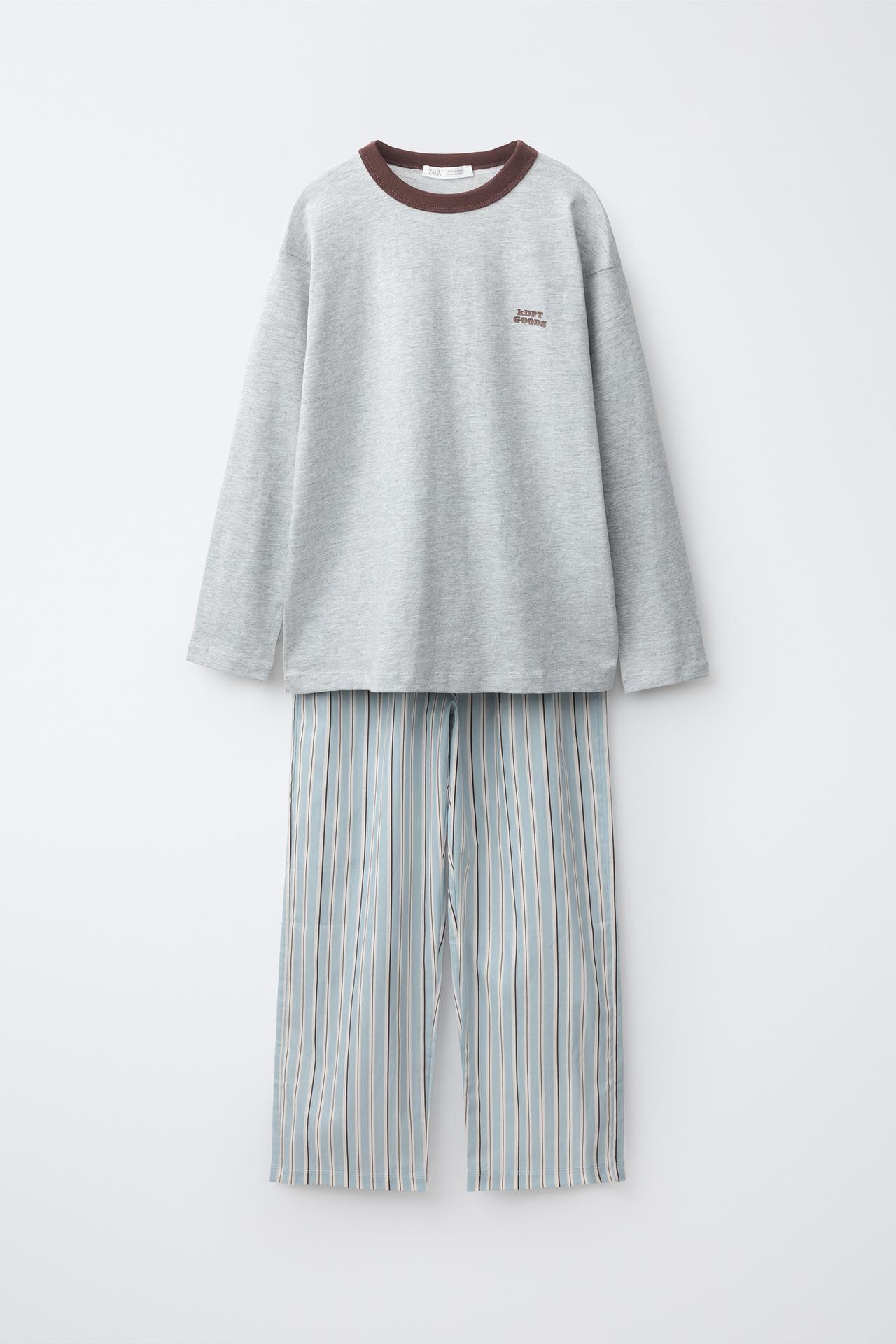 6-14 YEARS/ STRIPED PYJAMA SET — Blue