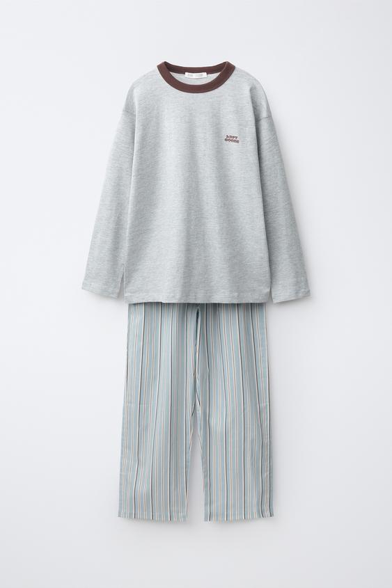 6-14 ЛЕТ/ КОМБИНИРОВАННАЯ ПИЖАМА В ПОЛОСКУ — СИНИЙ от Zara — изображение 0