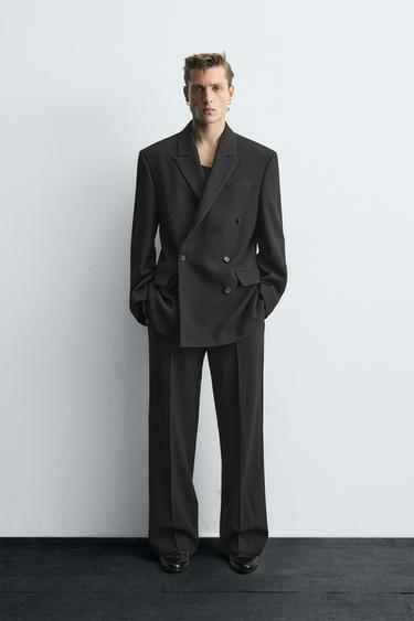 Zara LIMITED EDITION PINSTRIPE SUIT PANTS - Black