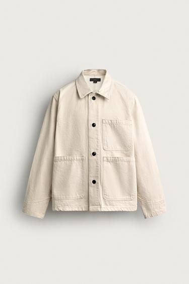 RELAXED FIT POCKET OVERSHIRT - Oyster-white by Zara