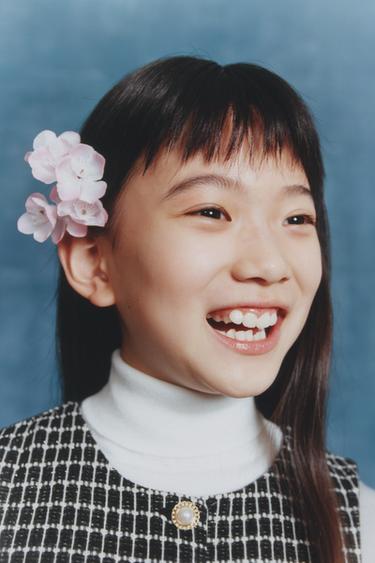 CHECKED FAUX PEARL BUTTON WAISTCOAT TOP - Black by Zara