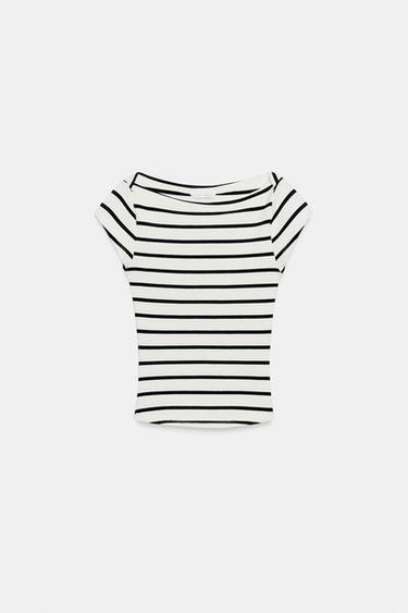 BOAT NECK T-SHIRT - striped by Zara - Image 0