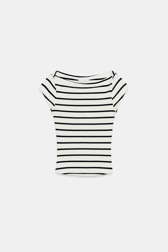 BOAT NECK T-SHIRT - striped by Zara - Image 0