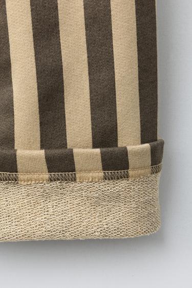 PANTALON EN MOLLETON À RAYURES - Raie verte de Zara - Image 3