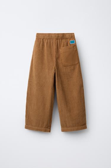 PANTALON BAGGY EN VELOURS CÔTELÉ - whisky clair de Zara - Image 1