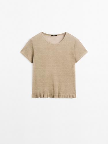 Camiseta bajo volantes 100% lino - Piedra de Zara - Imagen 0